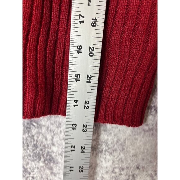 Divided by H & M Sweater Womens Large Knit Acrylic Red Burgundy Ribbed Mock Neck - Picture 6 of 8